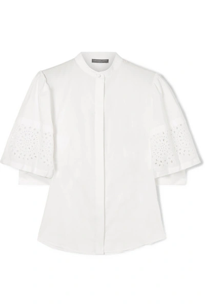 Shop Alexander Mcqueen Broderie Anglaise Cotton-poplin Blouse In White
