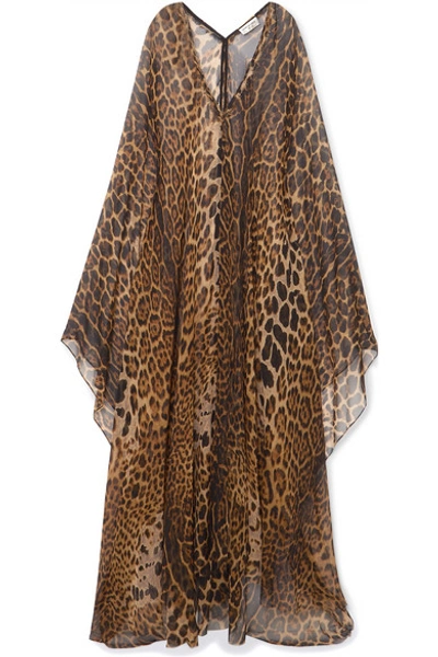 Shop Saint Laurent Leopard-print Silk-chiffon Maxi Dress