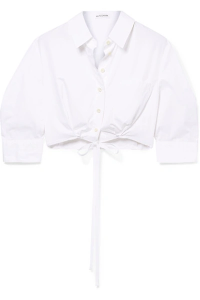 Shop Altuzarra Rosa Cropped Cotton-poplin Shirt In White