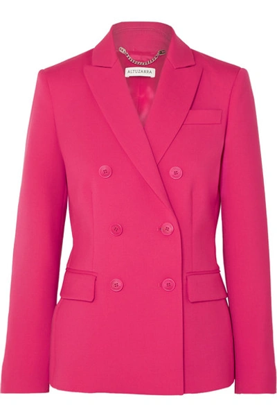 Shop Altuzarra Indiana Double-breasted Wool-blend Blazer In Bright Pink