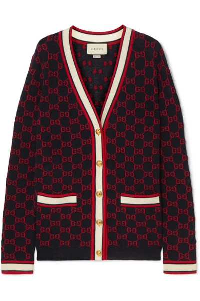 Shop Gucci Wool-jacquard Cardigan