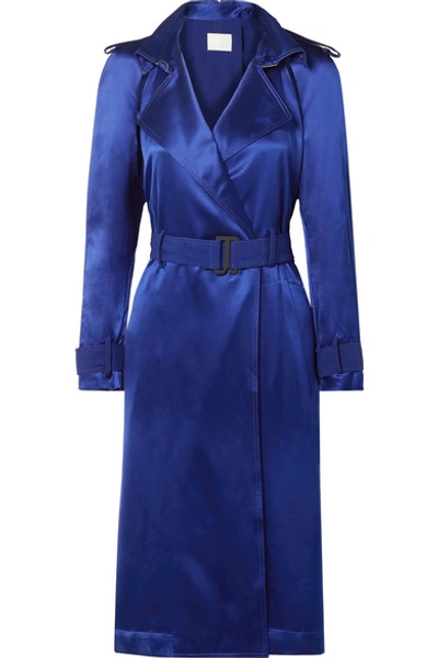 Shop Dion Lee Belted Cutout Mulberry Silk-satin Dress In Royal Blue