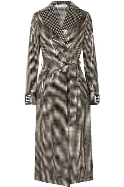 Shop Off-white Checked Vinyl Trench Coat In Black