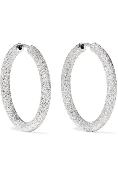 Shop Carolina Bucci Florentine 18-karat White Gold Hoop Earrings