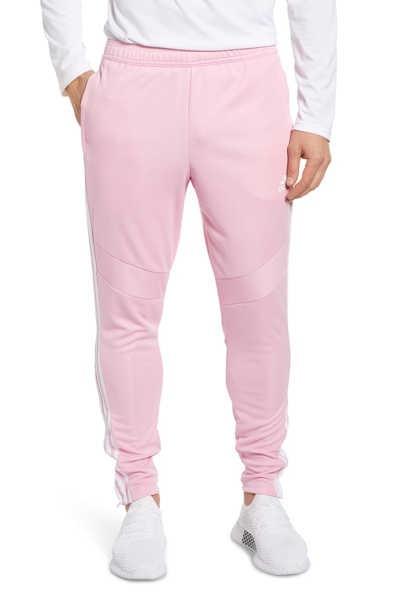 white and pink adidas pants