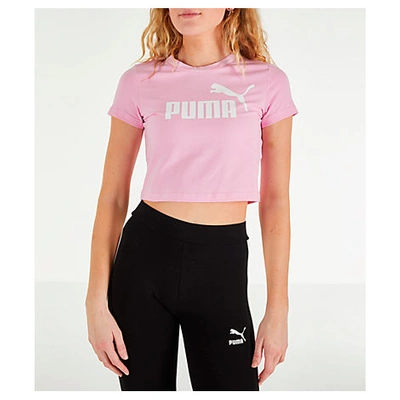 Shop Puma Women's Amplified Cropped T-shirt In Pink Size Small Cotton