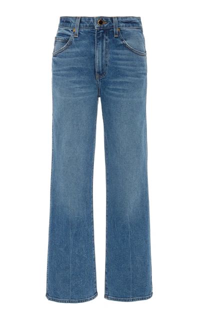Shop Khaite Vivian Cropped Flared Jeans In Medium Wash