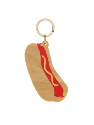 Shop Edie Parker Hot Dog Key Chain In Neutral
