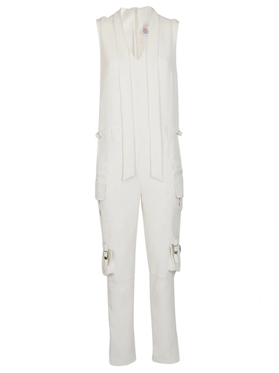 Red Valentino Pussy-bow Cargo Jumpsuit In Panna