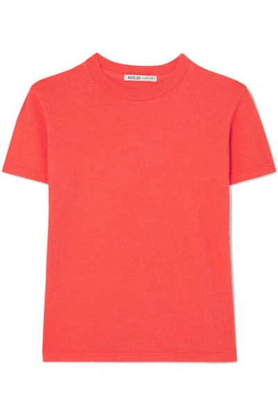 Shop Agolde Baby Cropped Cotton-jersey T-shirt In Orange