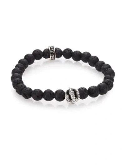 Shop King Baby Studio Men's Lava Rock & Onyx Beaded Bracelet In Black