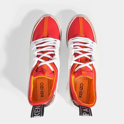 Shop Kenzo | K Elastic Lace Up Easpdrilles In Pink, White And Red Polyamide And Jute