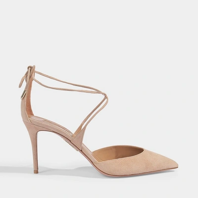 Shop Aquazzura Very Matilde Pumps 85 In Powder Pink Suede