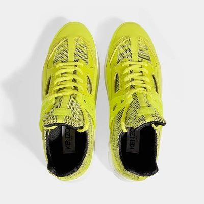 Shop Kenzo | Sonic Exaggerated Sole Fluro Sneakers In Fluro Yellow Calfskin