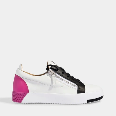 Shop Giuseppe Zanotti | May Sneakers In White And Purple Nappa Leather