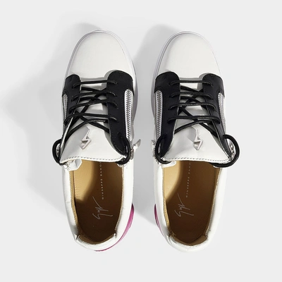 Shop Giuseppe Zanotti | May Sneakers In White And Purple Nappa Leather