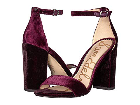 wine velvet heels