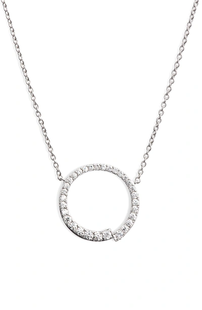 Shop Nadri Ripple Circle Pendant Necklace In Silver
