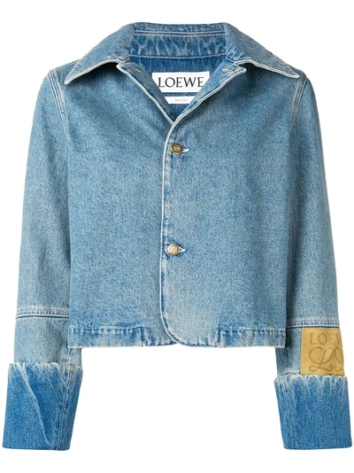 Shop Loewe Cropped Denim Jacket - Blue