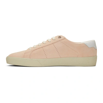 Shop Saint Laurent Pink Suede Court Classic Sl/06 Sneakers In 9949 White