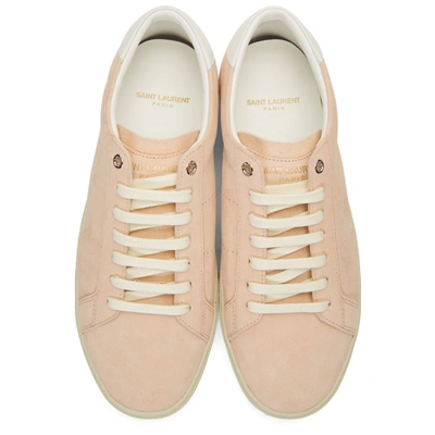 Shop Saint Laurent Pink Suede Court Classic Sl/06 Sneakers In 9949 White