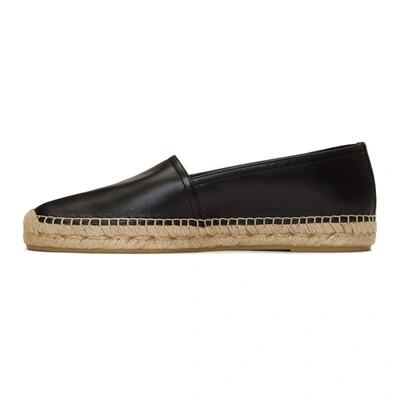 Shop Saint Laurent Black Leather Espadrilles In 1000 Blk/bk