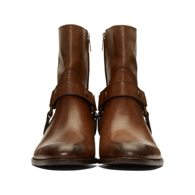 Shop Saint Laurent Brown Wyatt 40 Harness Boots