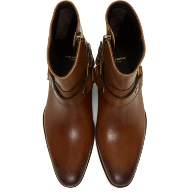 Shop Saint Laurent Brown Wyatt 40 Harness Boots