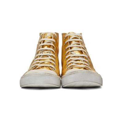 Shop Saint Laurent Gold Bedford Mid-top Sneakers In 8088 Gold/w