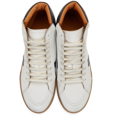 Shop Saint Laurent White & Navy Joe Mid-top Sneakers