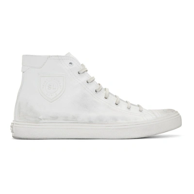 Shop Saint Laurent White Bedford Mid-top Sneakers In 9030 White