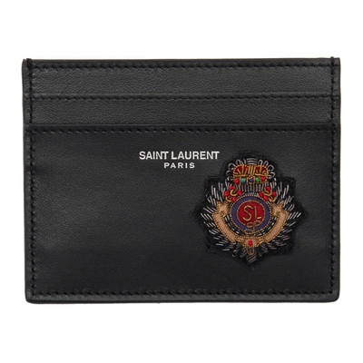 Shop Saint Laurent Black Badge Card Holder In 1077 Blk/mu
