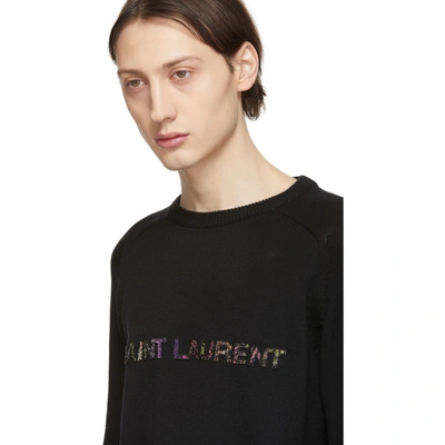 Shop Saint Laurent Black Sequin Logo Sweater In 1051blkmult