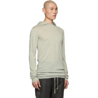 Shop Rick Owens Grey Cashmere Long Sleeve Hoodie In 61 Oyster