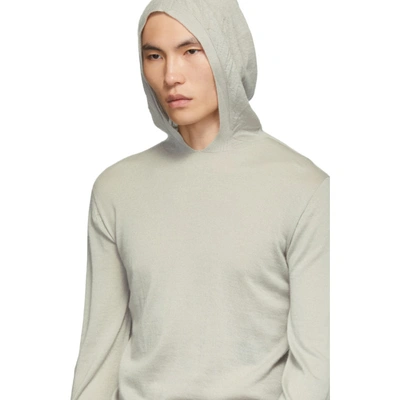Shop Rick Owens Grey Cashmere Long Sleeve Hoodie In 61 Oyster
