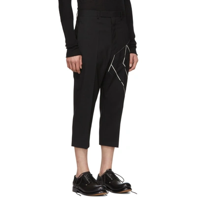 Shop Rick Owens Black Embroidered Cropped Astaires Trousers In 09117 Black