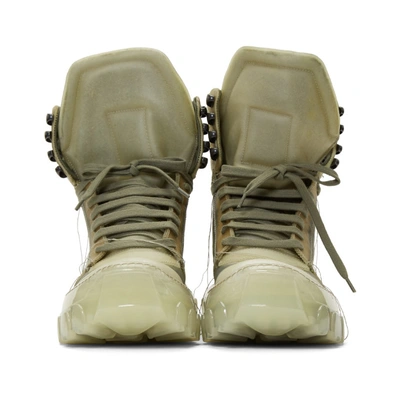 Shop Rick Owens Green And Transparent Hiking Sneakers In 210 Green