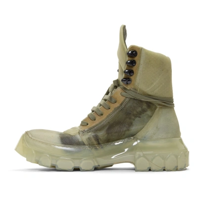 Shop Rick Owens Green And Transparent Hiking Sneakers In 210 Green