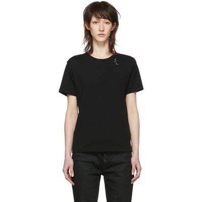 Shop Saint Laurent Black Studs Logo T-shirt In 1095 Black