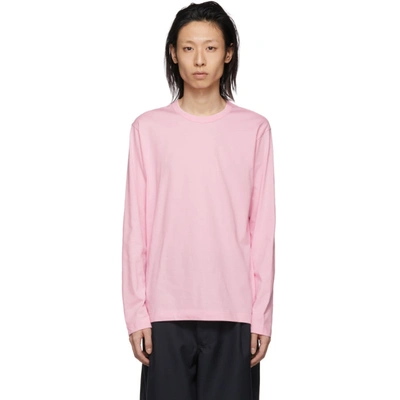 Shop Comme Des Garçons Shirt Comme Des Garcons Shirt Pink Logo Long Sleeve T-shirt In 3 Pink