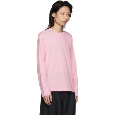 Shop Comme Des Garçons Shirt Comme Des Garcons Shirt Pink Logo Long Sleeve T-shirt In 3 Pink