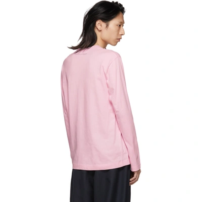 Shop Comme Des Garçons Shirt Comme Des Garcons Shirt Pink Logo Long Sleeve T-shirt In 3 Pink