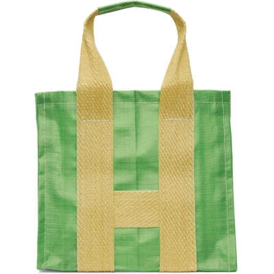 Shop Comme Des Garçons Shirt Comme Des Garcons Shirt Green And Yellow Large Poly Tote In 2 Green/yel
