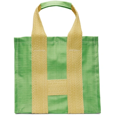 Shop Comme Des Garçons Shirt Comme Des Garcons Shirt Green And Yellow Large Poly Tote In 2 Green/yel