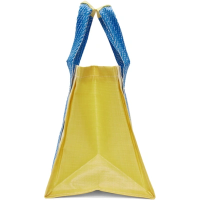 Shop Comme Des Garçons Shirt Comme Des Garcons Shirt Yellow And Blue Large Poly Tote In 3 Yellow/bl