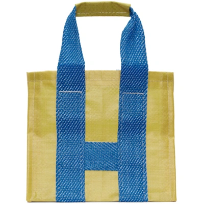 Shop Comme Des Garçons Shirt Comme Des Garcons Shirt Yellow And Blue Large Poly Tote In 3 Yellow/bl
