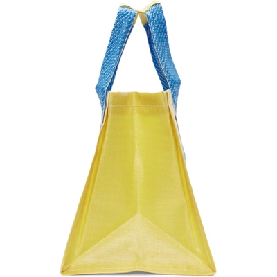 Shop Comme Des Garçons Shirt Comme Des Garcons Shirt Yellow And Blue Large Poly Tote In 3 Yellow/bl