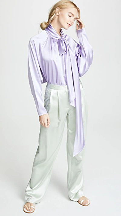 Shop Adam Lippes Silk Dolman Sleeve Blouse In Lavender