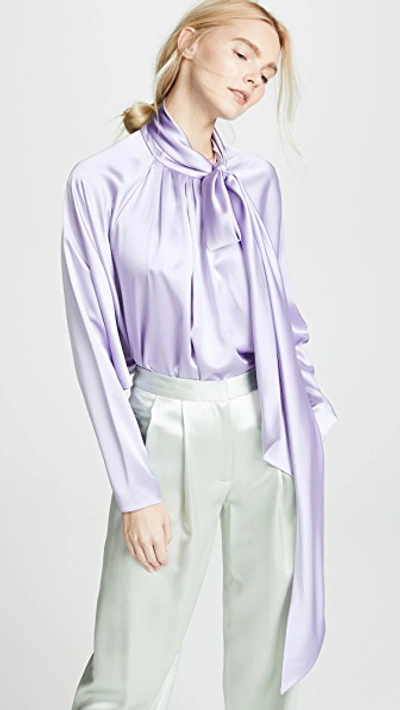 Shop Adam Lippes Silk Dolman Sleeve Blouse In Lavender