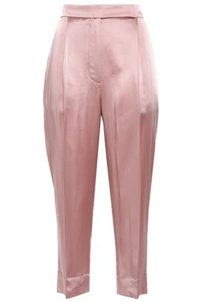 Shop Brunello Cucinelli Woman Satin Straight-leg Pants Baby Pink